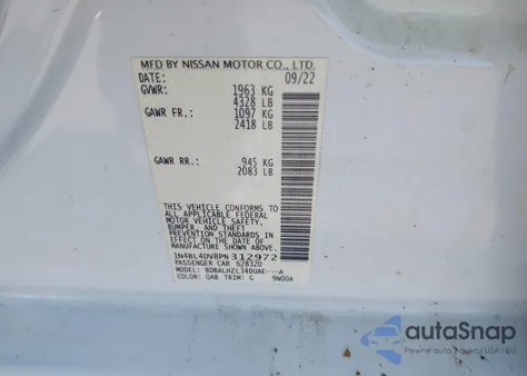 2023 Nissan Altima Sv Fwd from USA, damaged, VIN 1N4BL4DV8PN312972